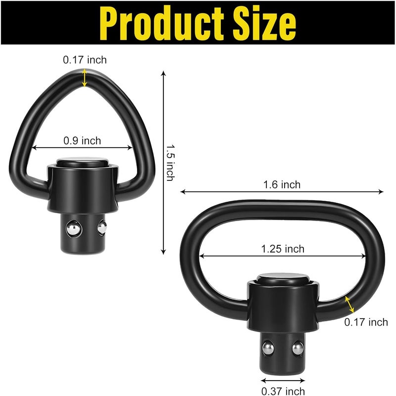 NEATABY Quick Detach Sling Swivel Attachments, Heavy Duty Button-Operated Mount, Two Point and Traditional Sling Swivel, Black - Image 2